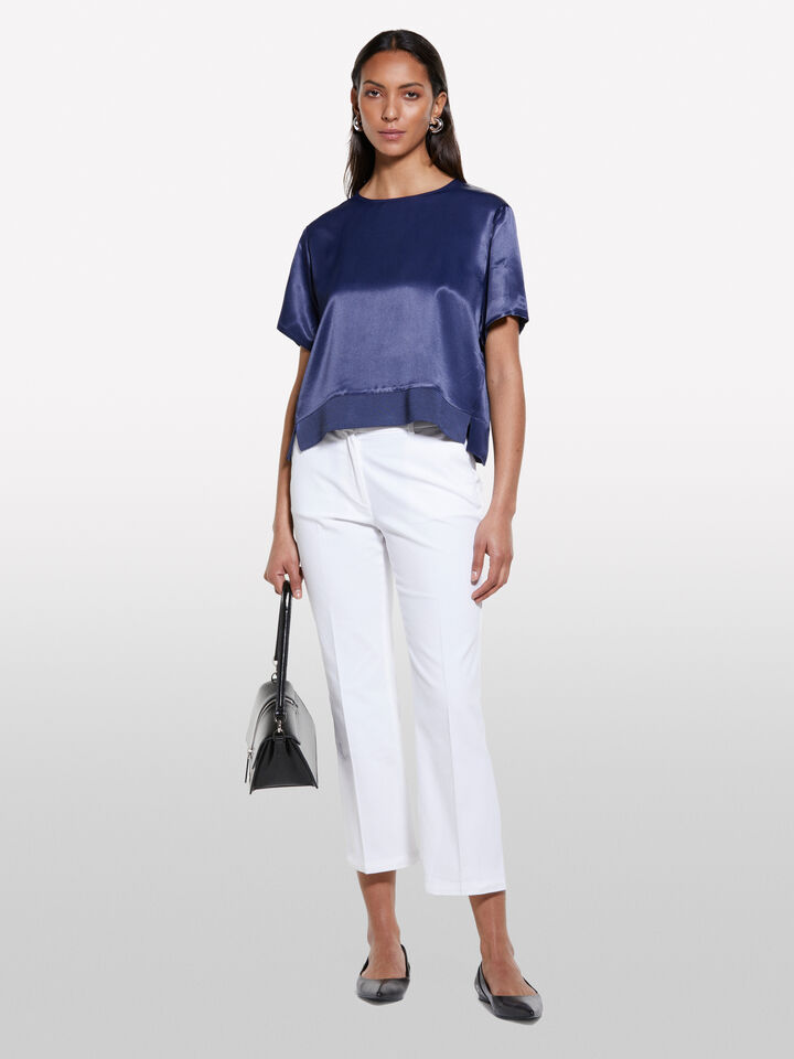 Dark blue satin blouse - women's blouses - Dark Blue | Sisley image number 1